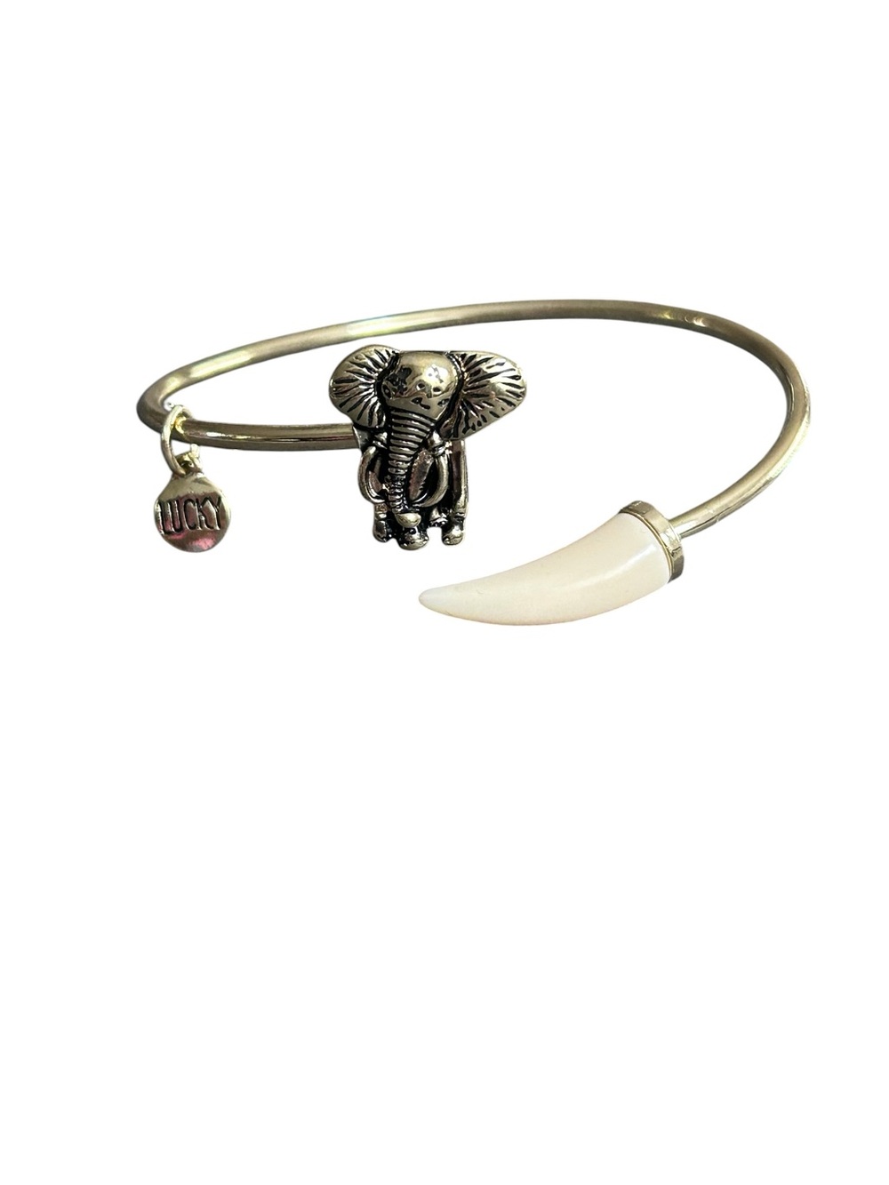 BANSRI Gold Elephant Bracelet Lucky Charm Tusk Boho Cuff Adjustable Boutique - Picture 3 of 5